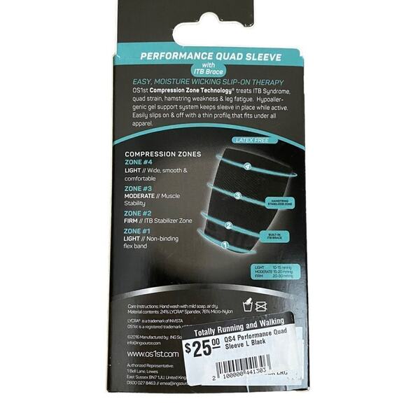OS1st Size M Quad Performance Compression Sleeve QS4 Quad Strains ITB Brace - Picture 2 of 5